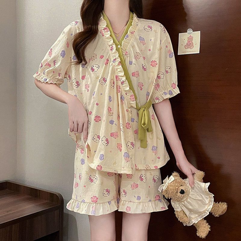 Chinese Tie-Front Pajama Set