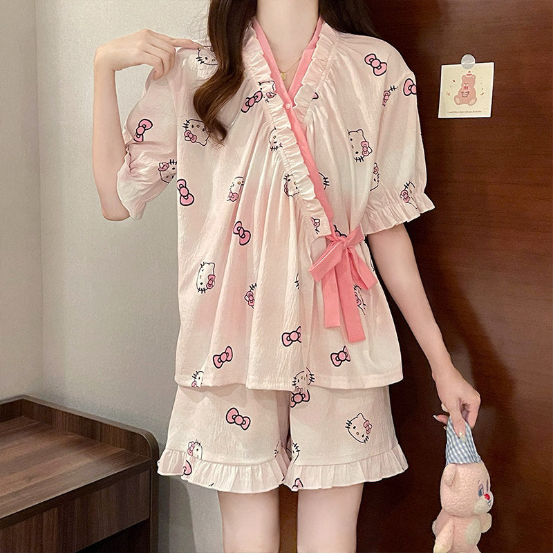 Chinese Tie-Front Pajama Set