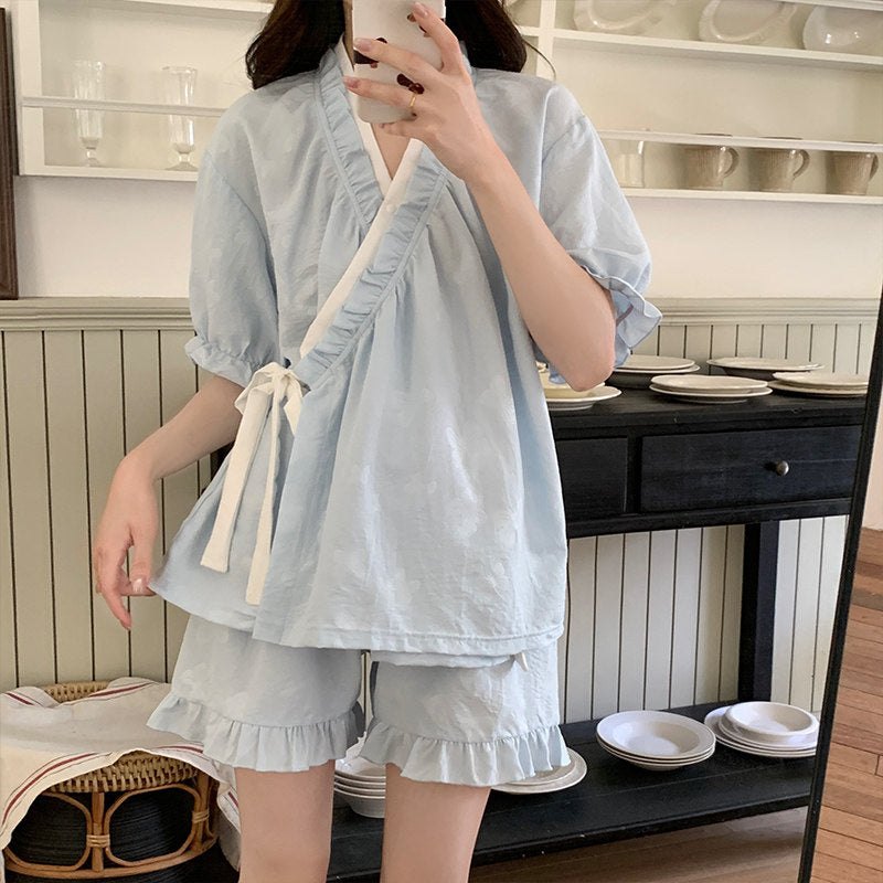Chinese Tie-Front Pajama Set