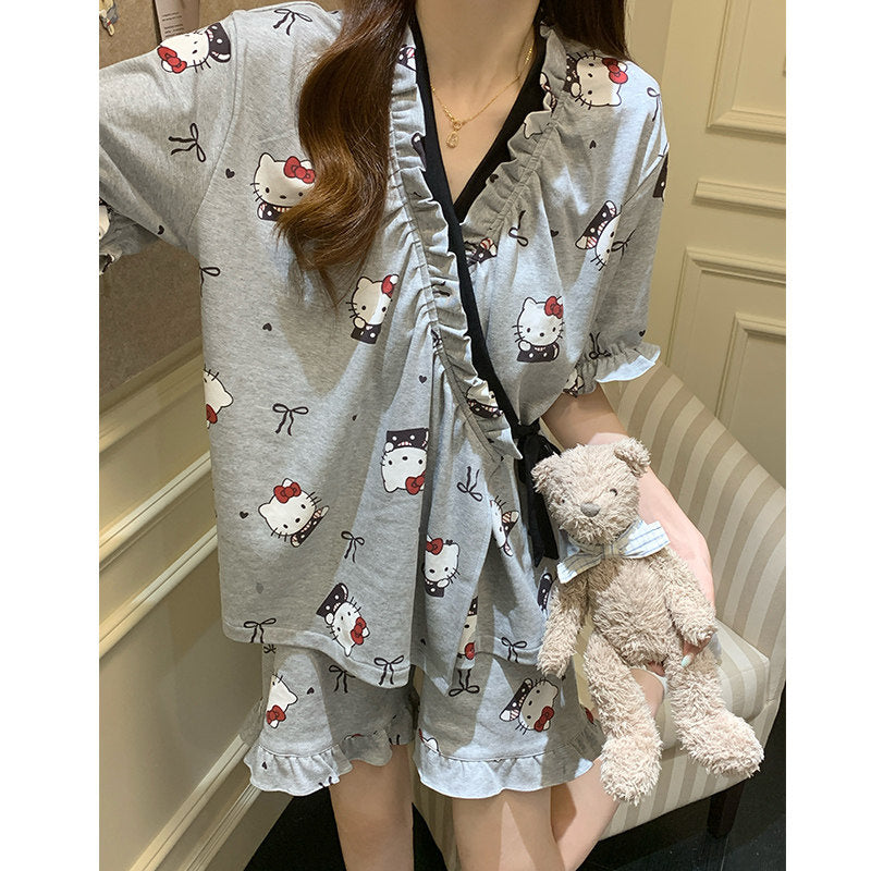 Chinese Tie-Front Pajama Set