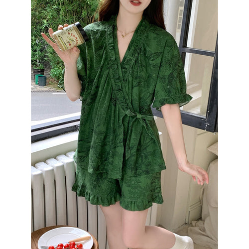 Chinese Tie-Front Pajama Set