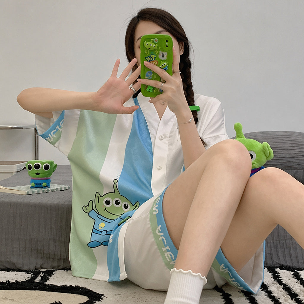 Ice Silk Pajama Set With Bra