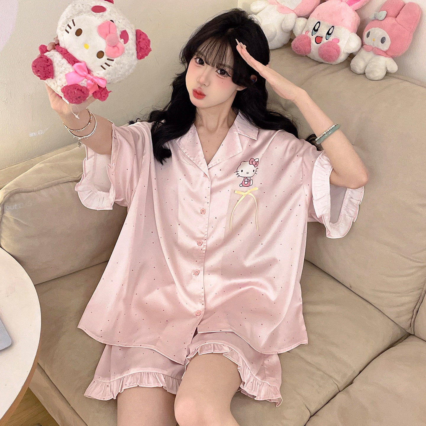 Satin Ice Silk Sleepwear Set