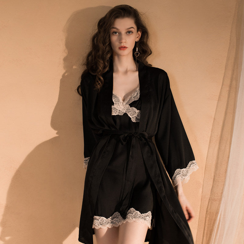Ice Silk Nightgown With Pads