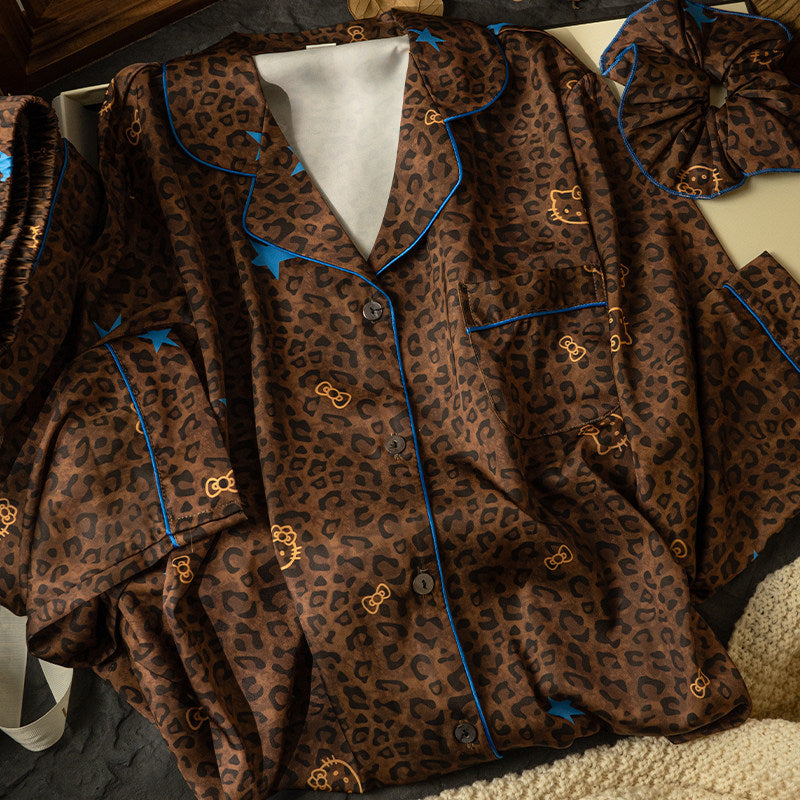 Ice-Silk Leopard Pajama Set