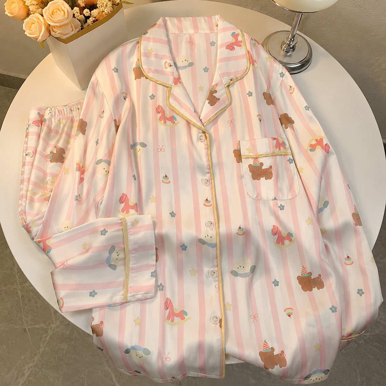Ice-Silk Leopard Pajama Set