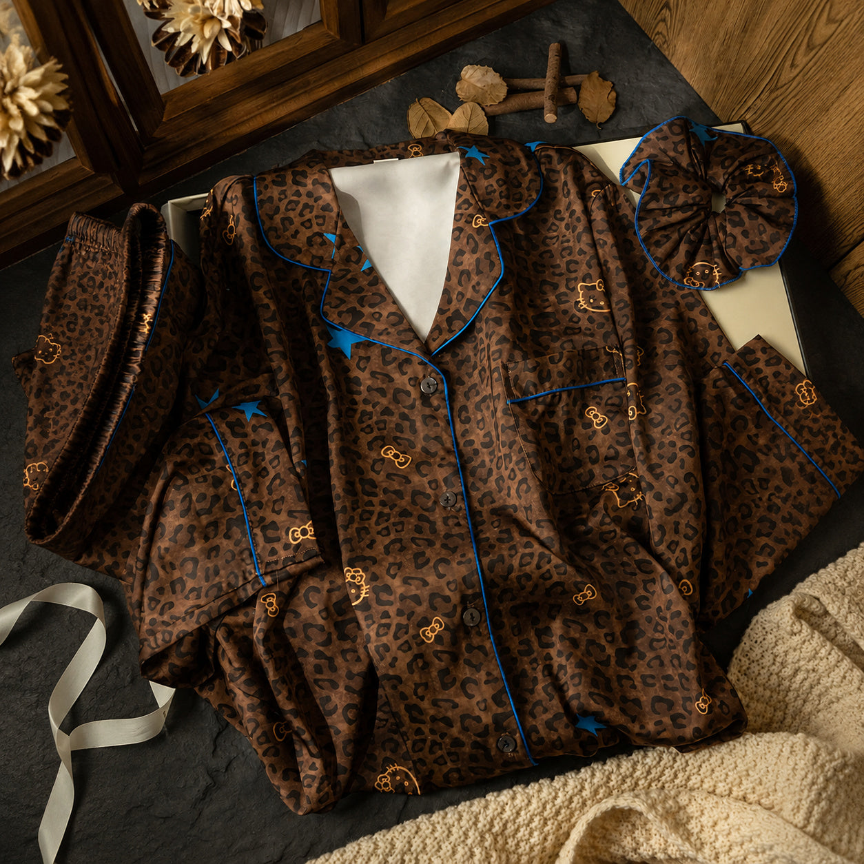 Ice-Silk Leopard Pajama Set