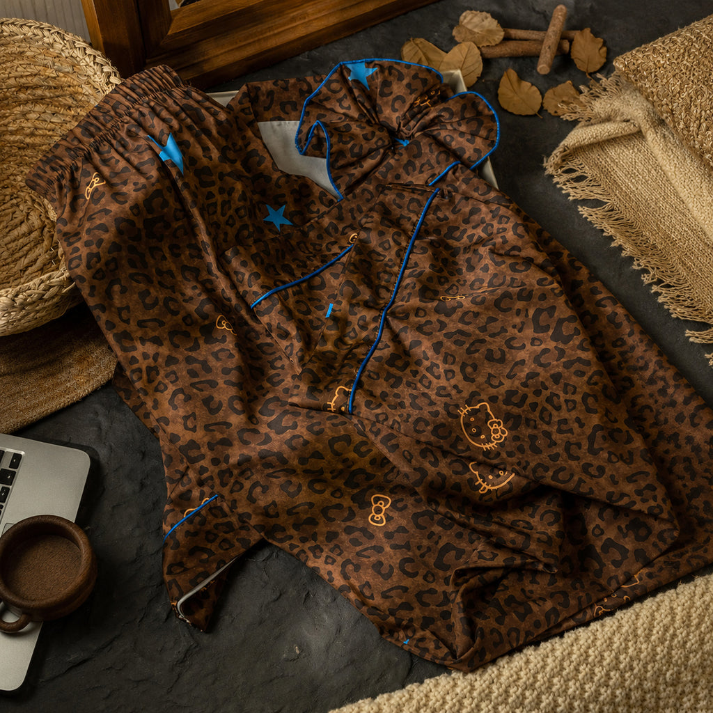 Ice-Silk Leopard Pajama Set