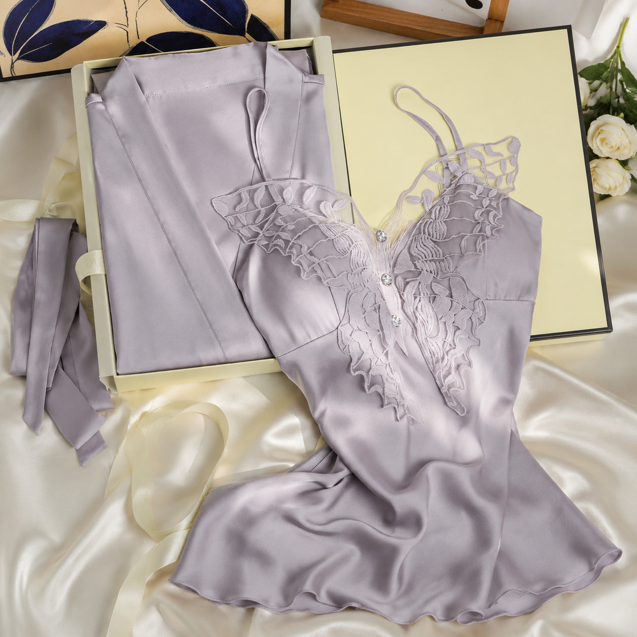 Silky Camisole Kimono Gift Set
