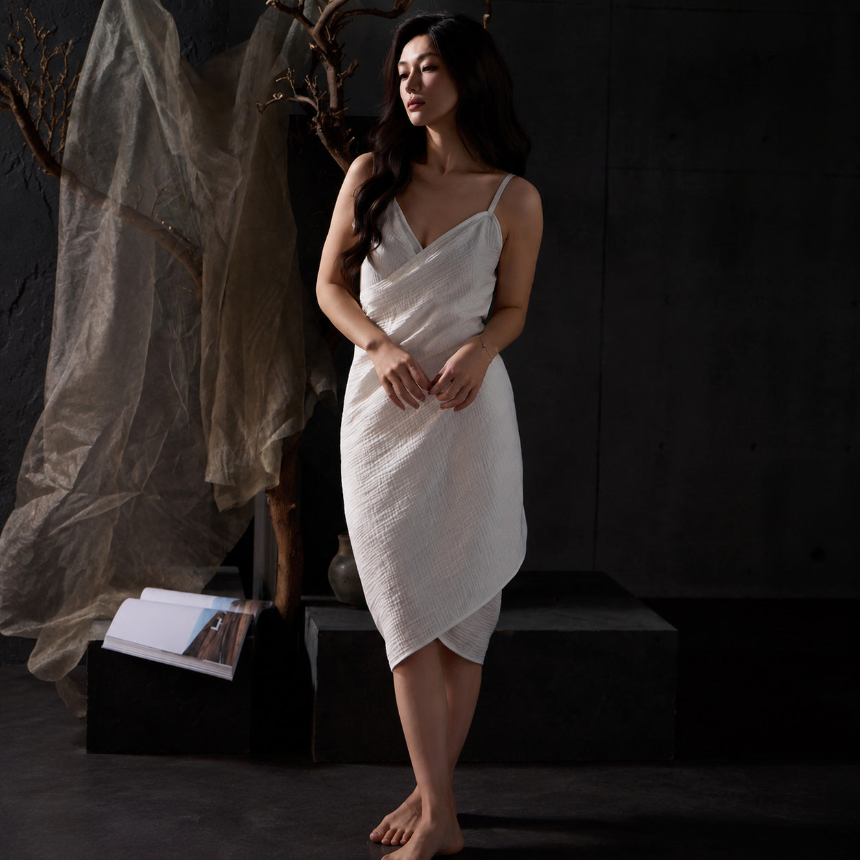 Cotton Gauze Wrap Bath Dress
