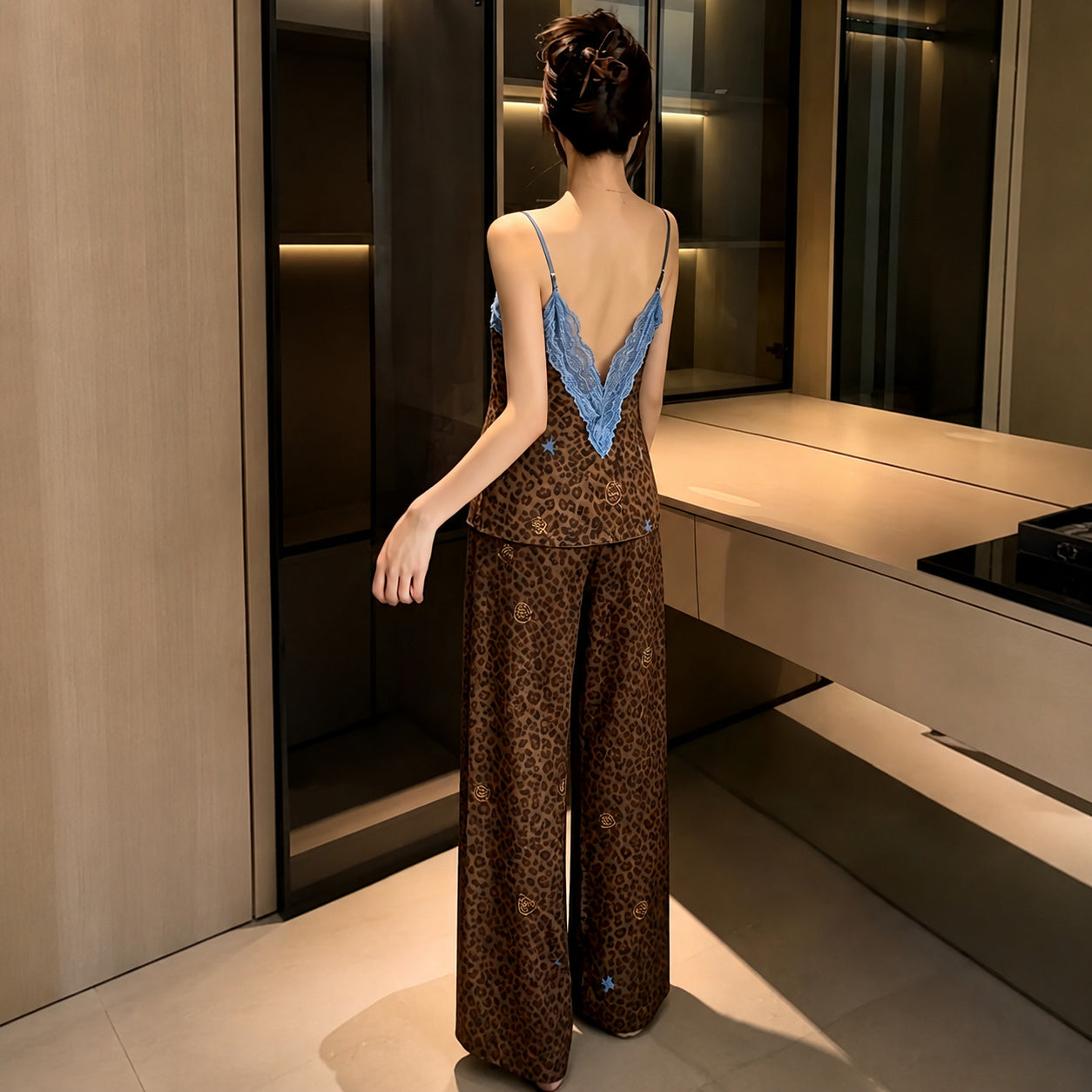 Leopard Ice-Silk Lounge Set