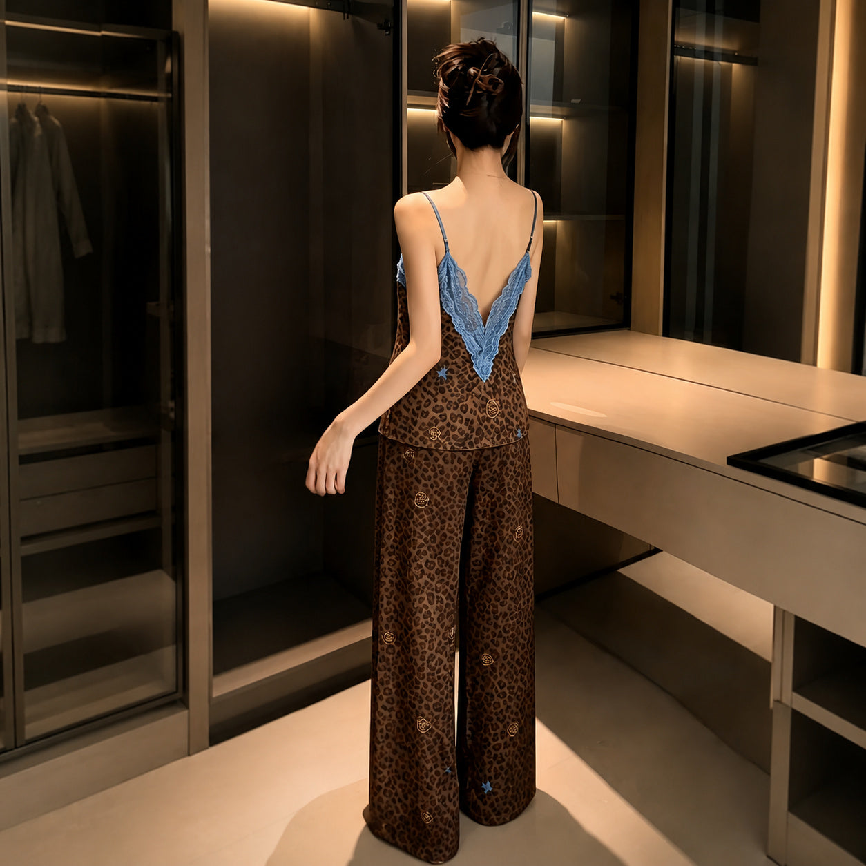 Leopard Ice-Silk Lounge Set