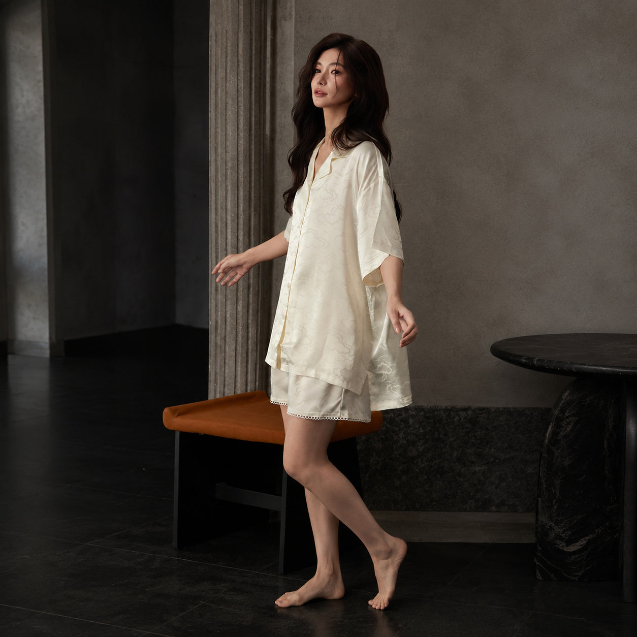 Cooling Jacquard Button-Down Pajama Set