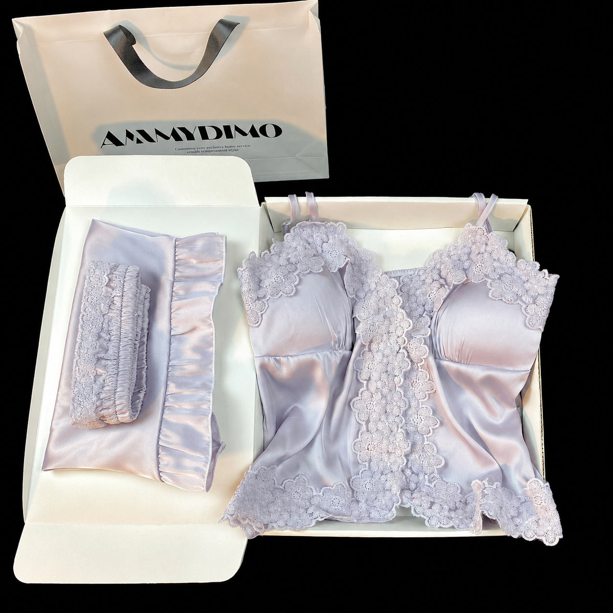 Lace Satin Camisole Shorts Set