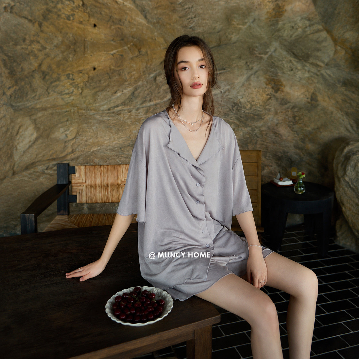 Ruched Lyocell Pajama Set