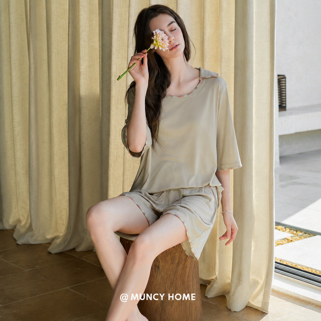 Linen Pajama Set Soft Pastel