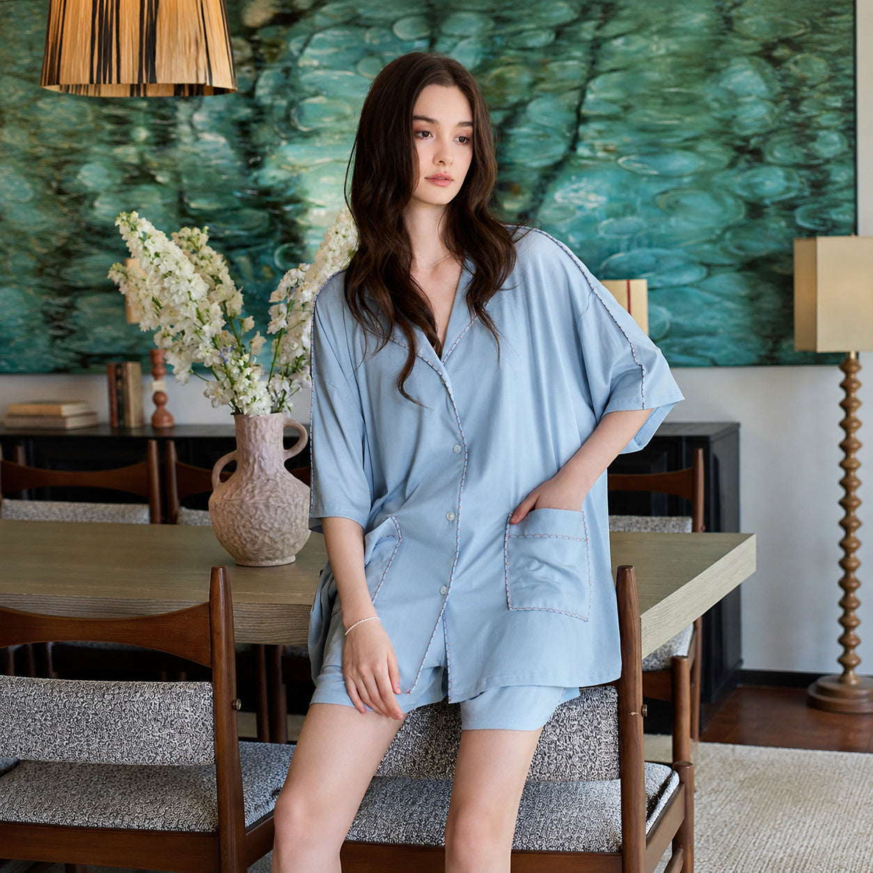 Blue Lyocell Summer Pajamas