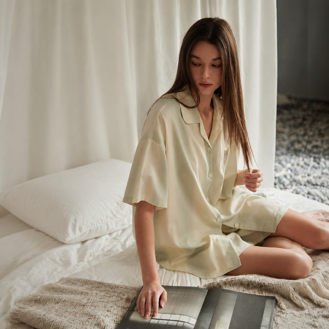 Cooling Ice Silk Sleep Short Set