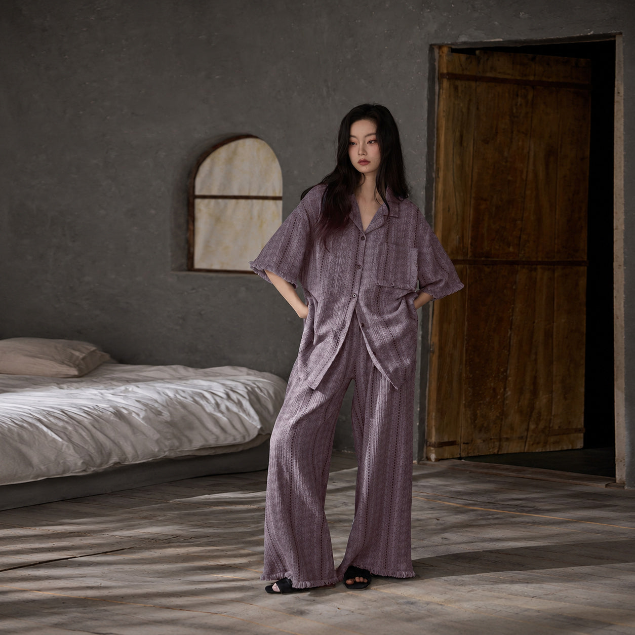 Deep Blue Cotton Gauze Sleep Set