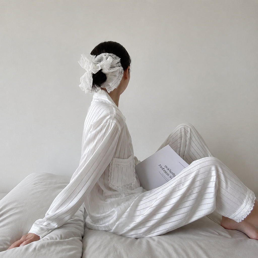 Striped Ice Silk Pajama Set