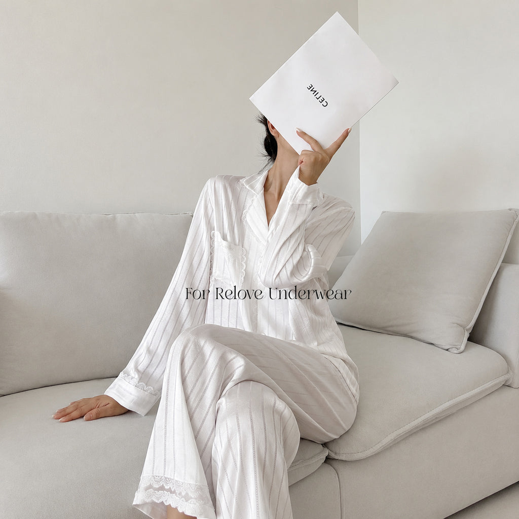 Striped Ice Silk Pajama Set