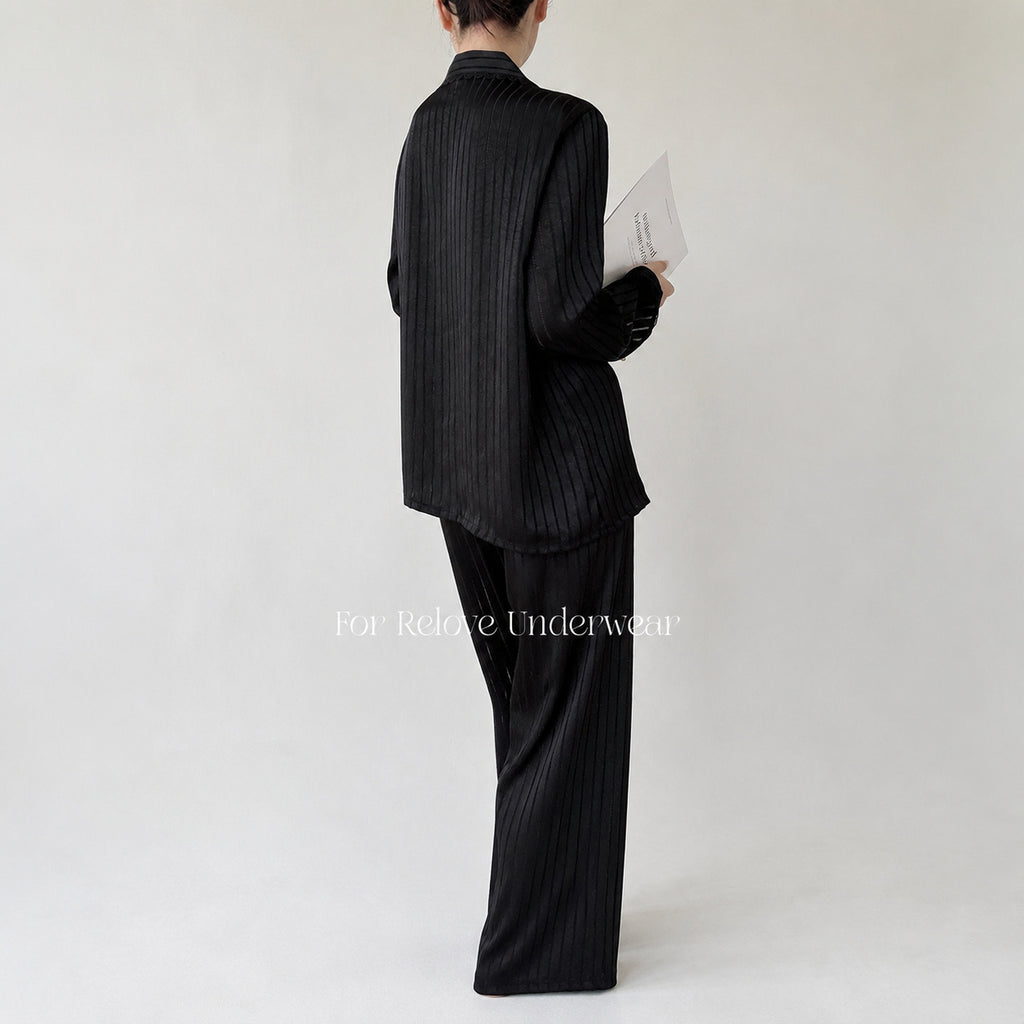 Striped Ice Silk Pajama Set