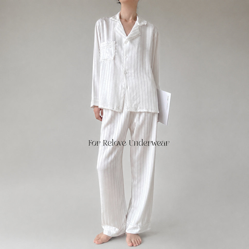 Striped Ice Silk Pajama Set