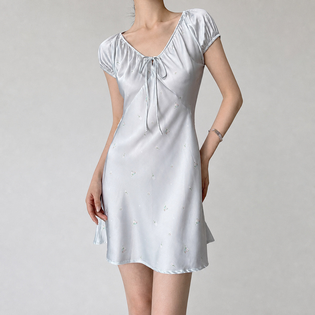 Floral Ice Silk Pajama Dress