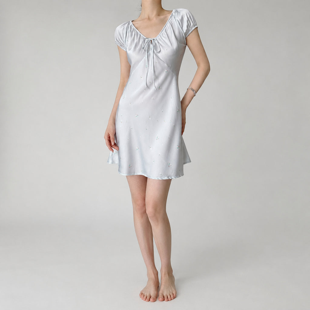 Floral Ice Silk Pajama Dress