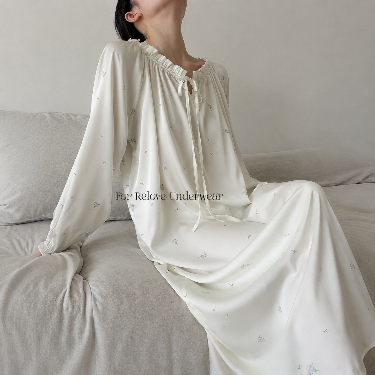 French Floral Ice Silk Nightgown
