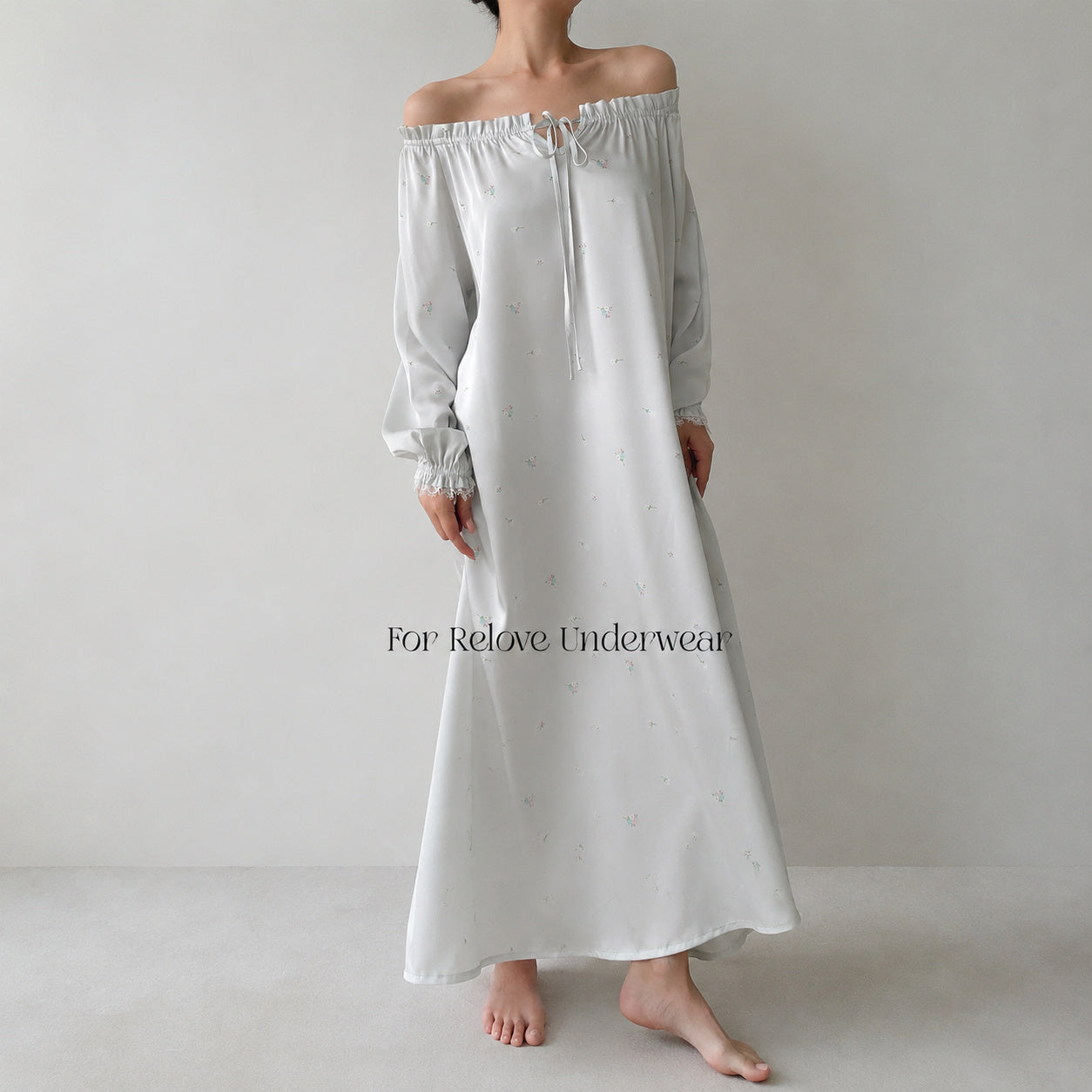 French Floral Ice Silk Nightgown