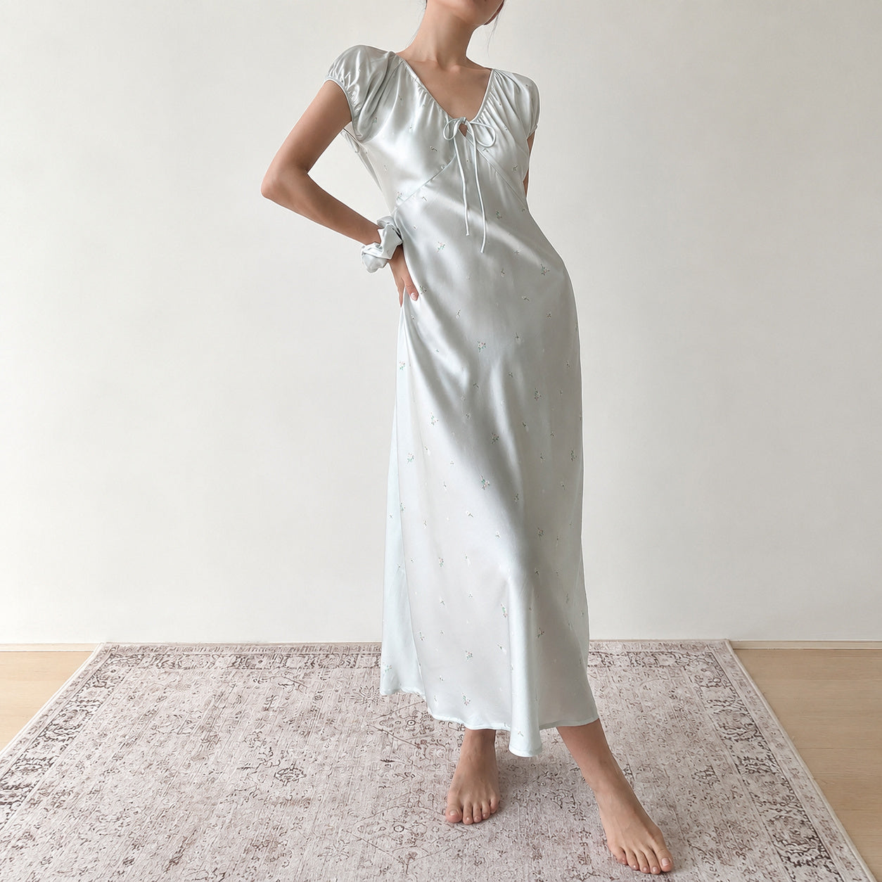Ice Silk Floral Nightgown
