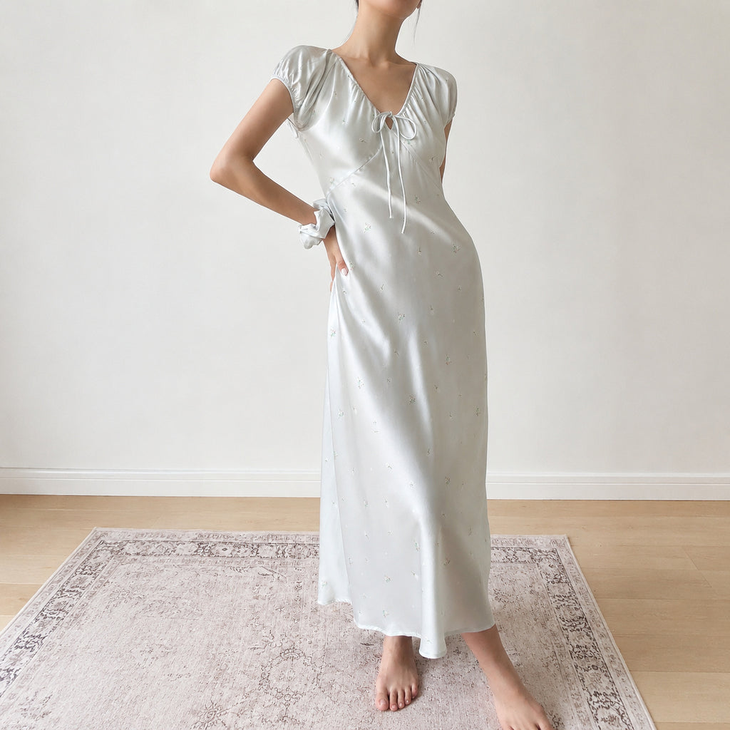 Ice Silk Floral Nightgown