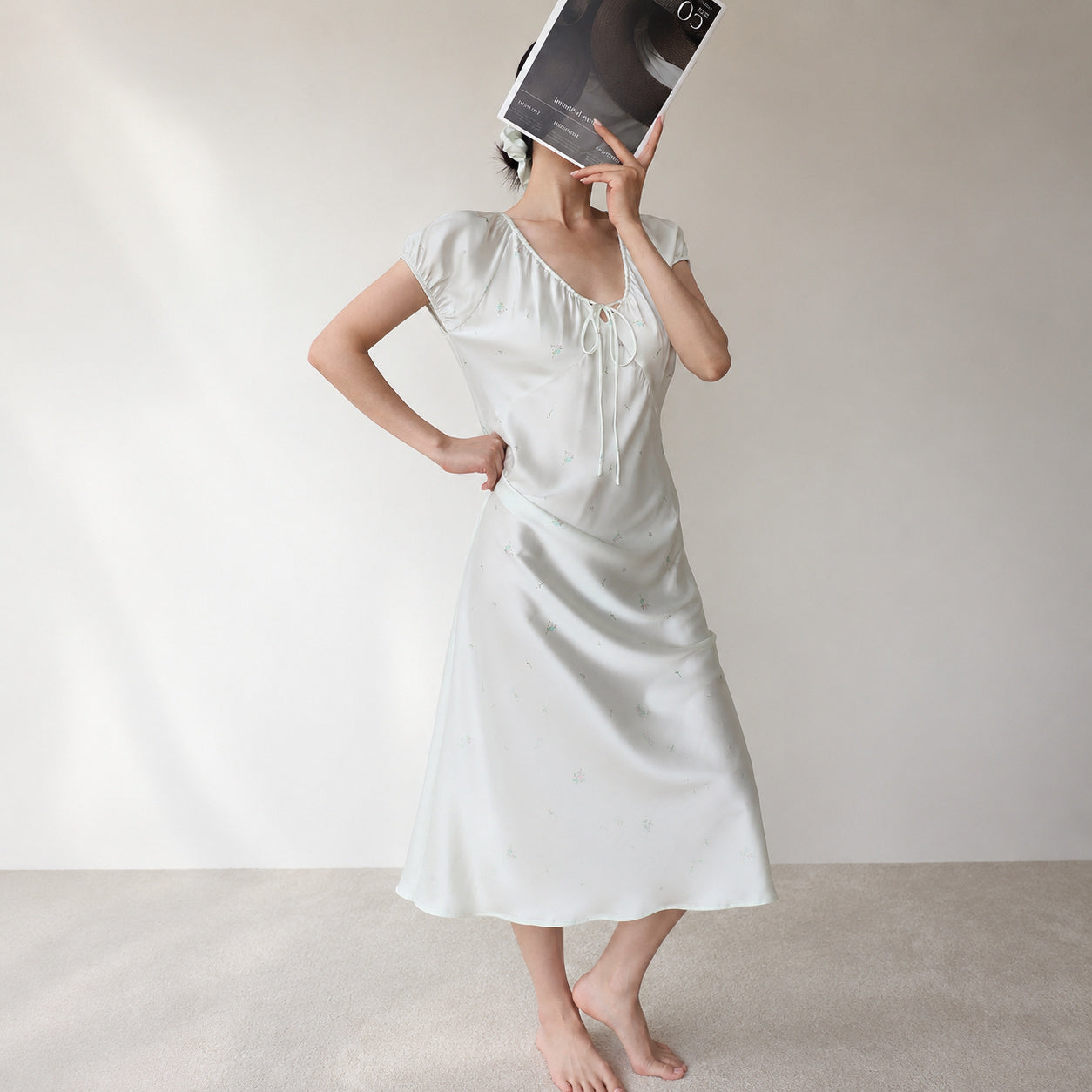 Ice Silk Floral Nightgown