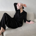 Satin Ruffle Trim Pajama Set