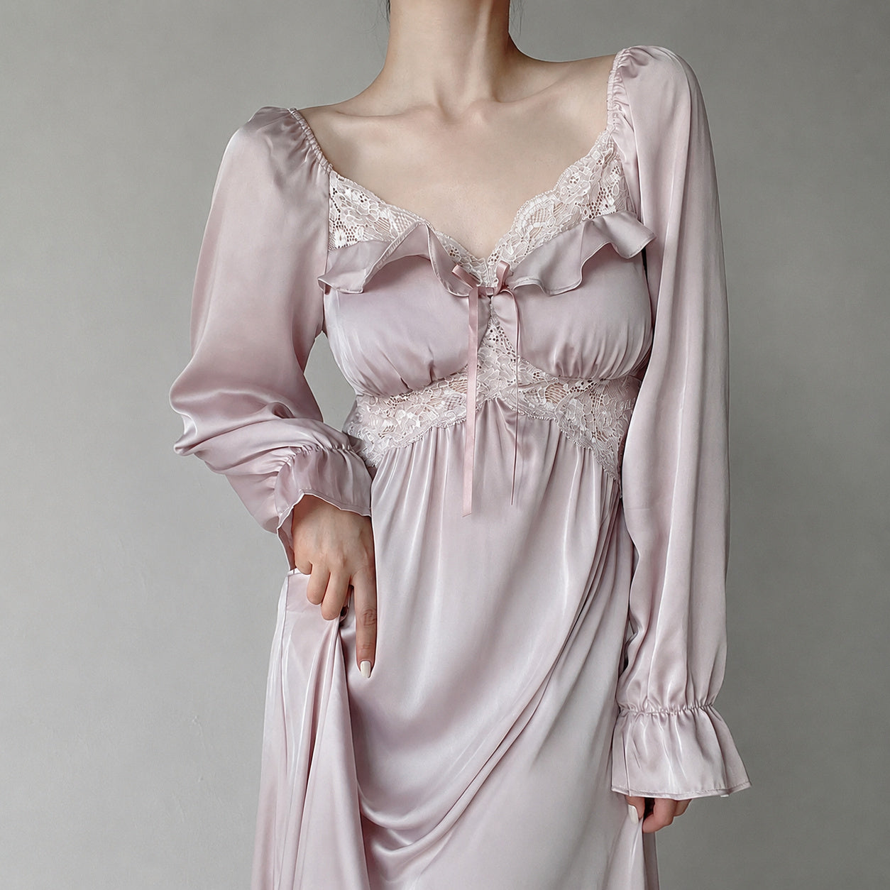 Silk Ice Long Sleeve Nightgown