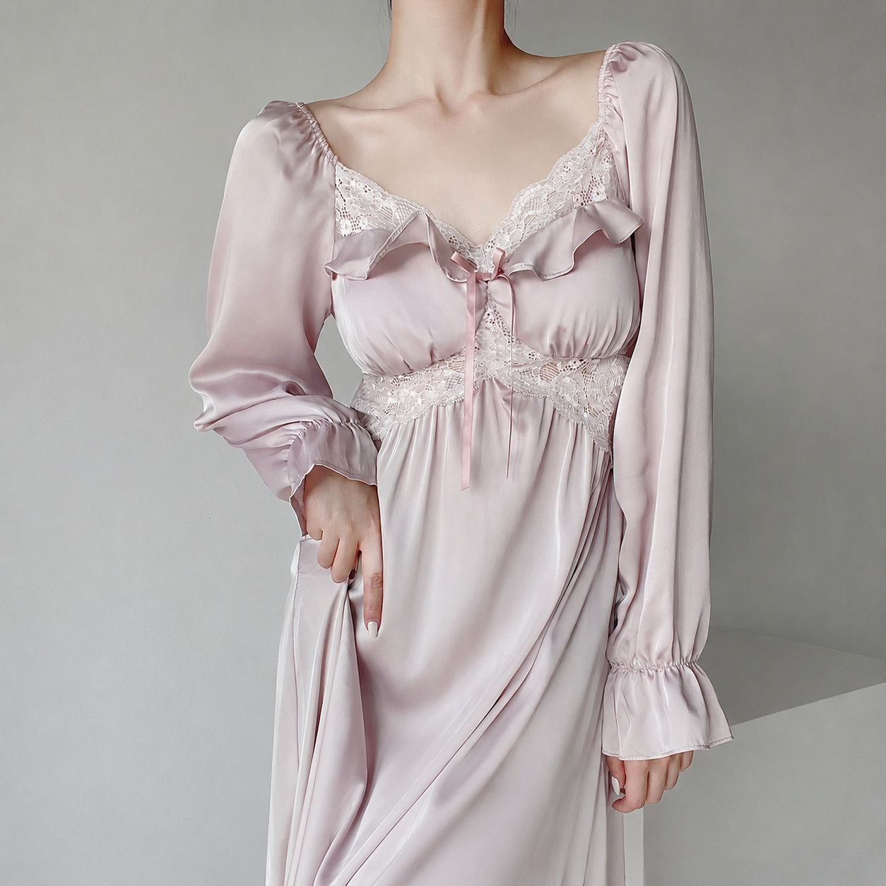 Silk Ice Long Sleeve Nightgown
