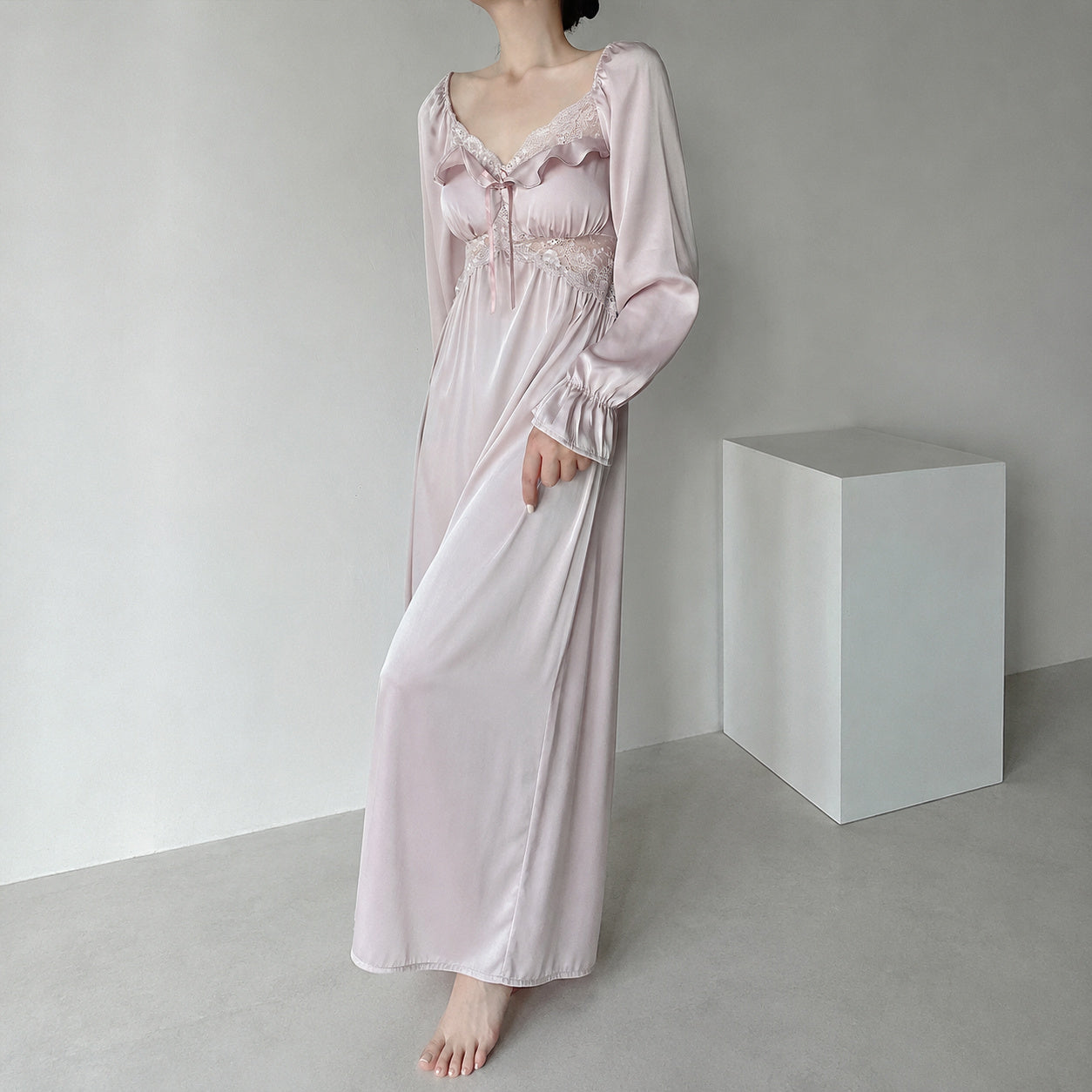 Silk Ice Long Sleeve Nightgown