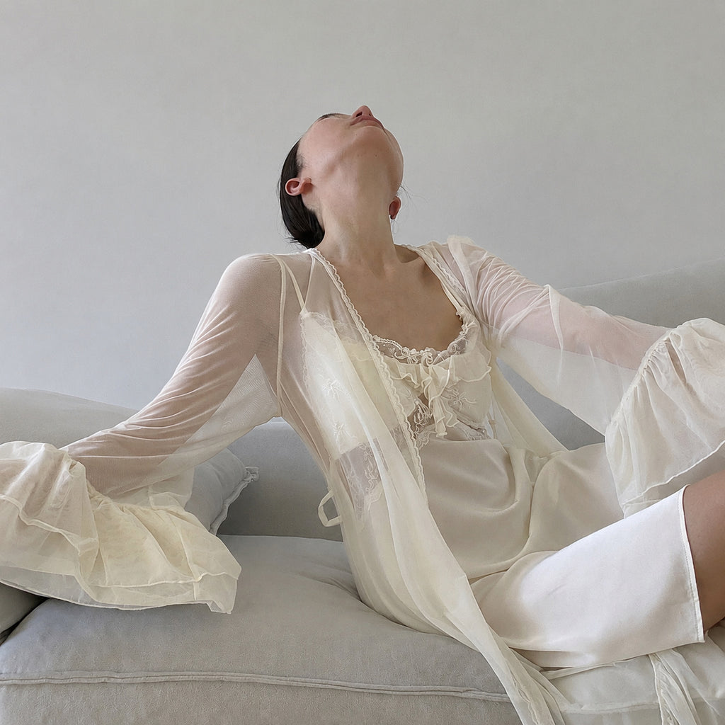French Lace Silk Sleep Set