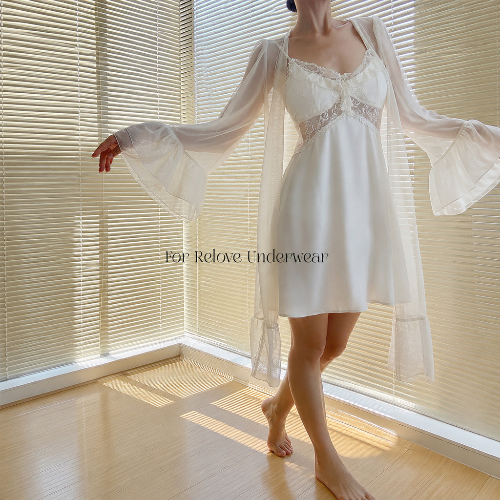 French Lace Silk Sleep Set