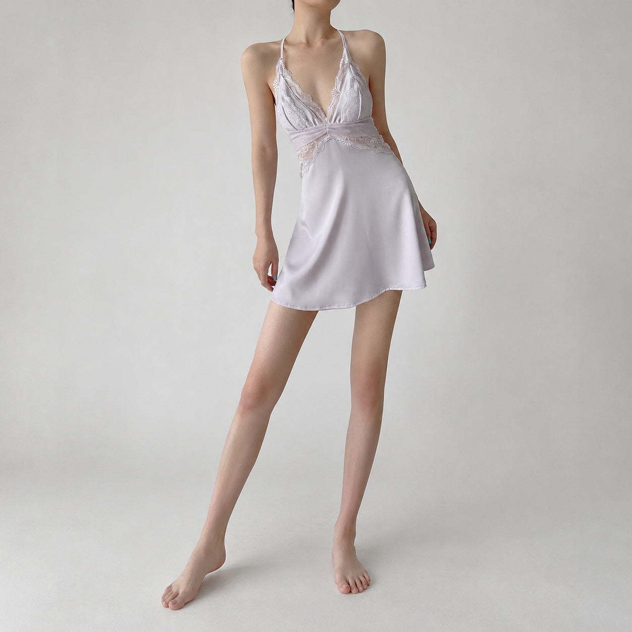 Shimmering Ice Silk Nightgown Set