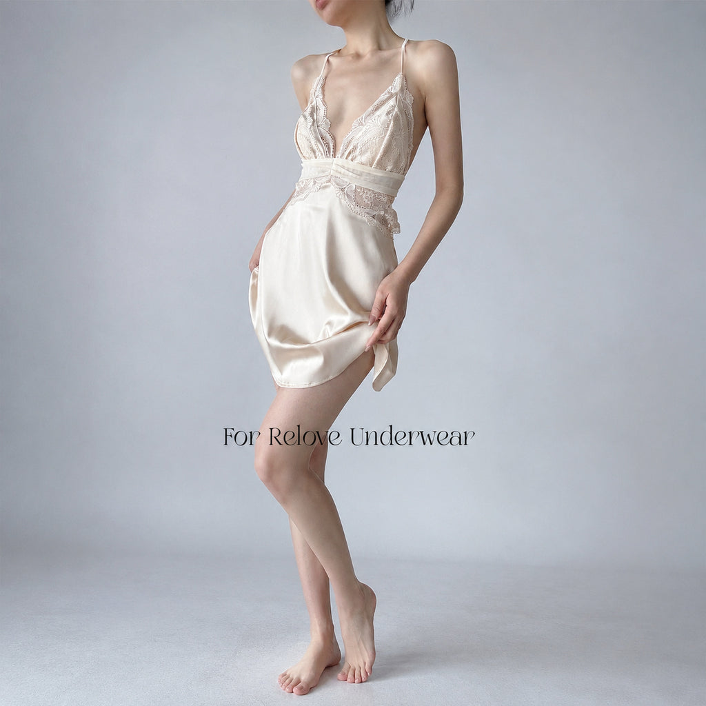 Shimmering Ice Silk Nightgown Set