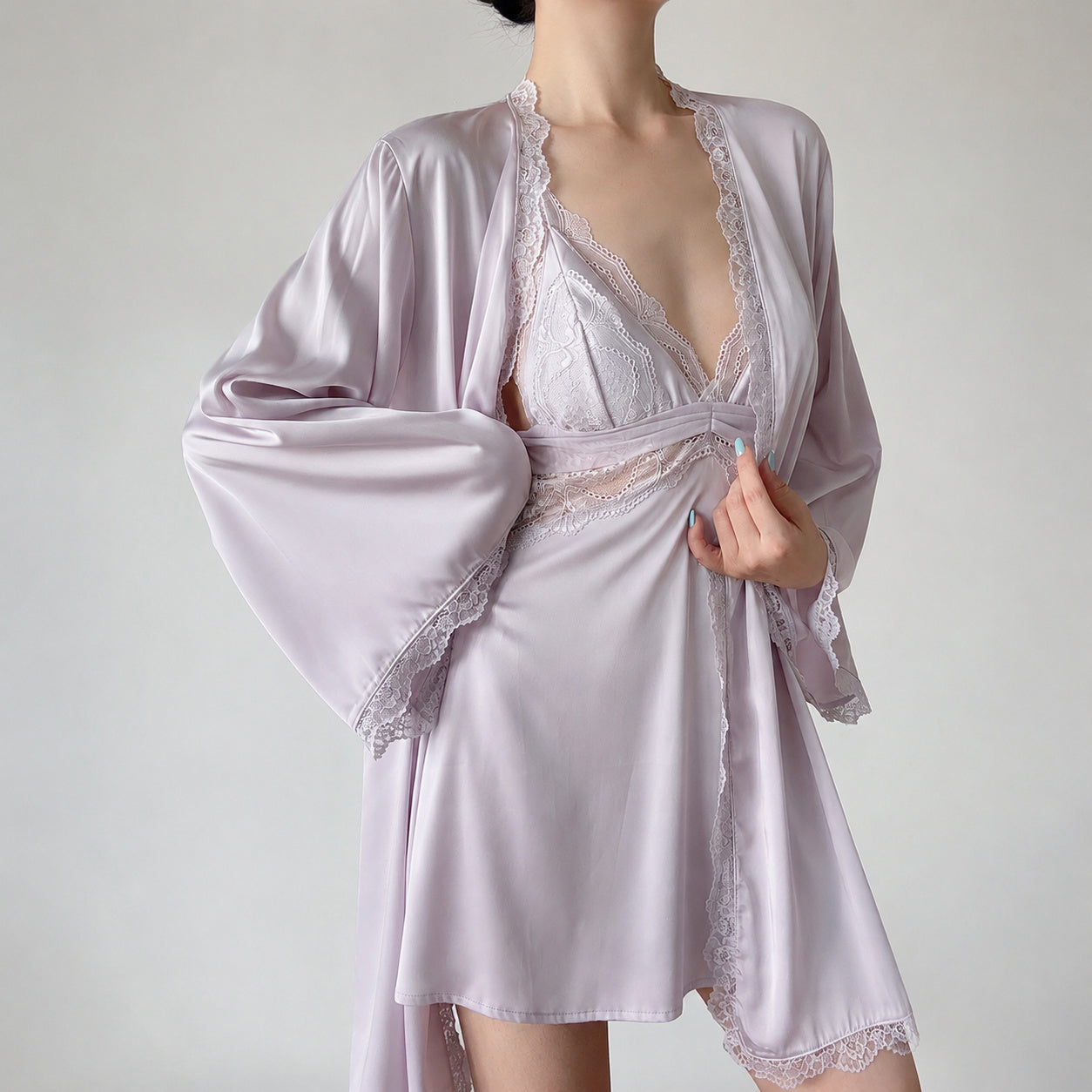 Silk Slip Dress With Robe
