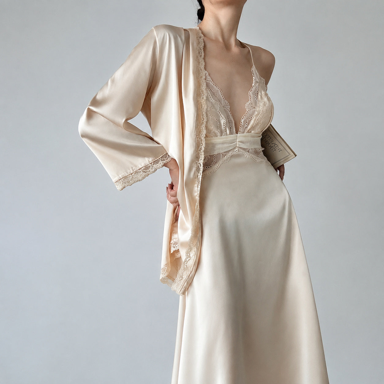 Silk Slip Dress With Robe