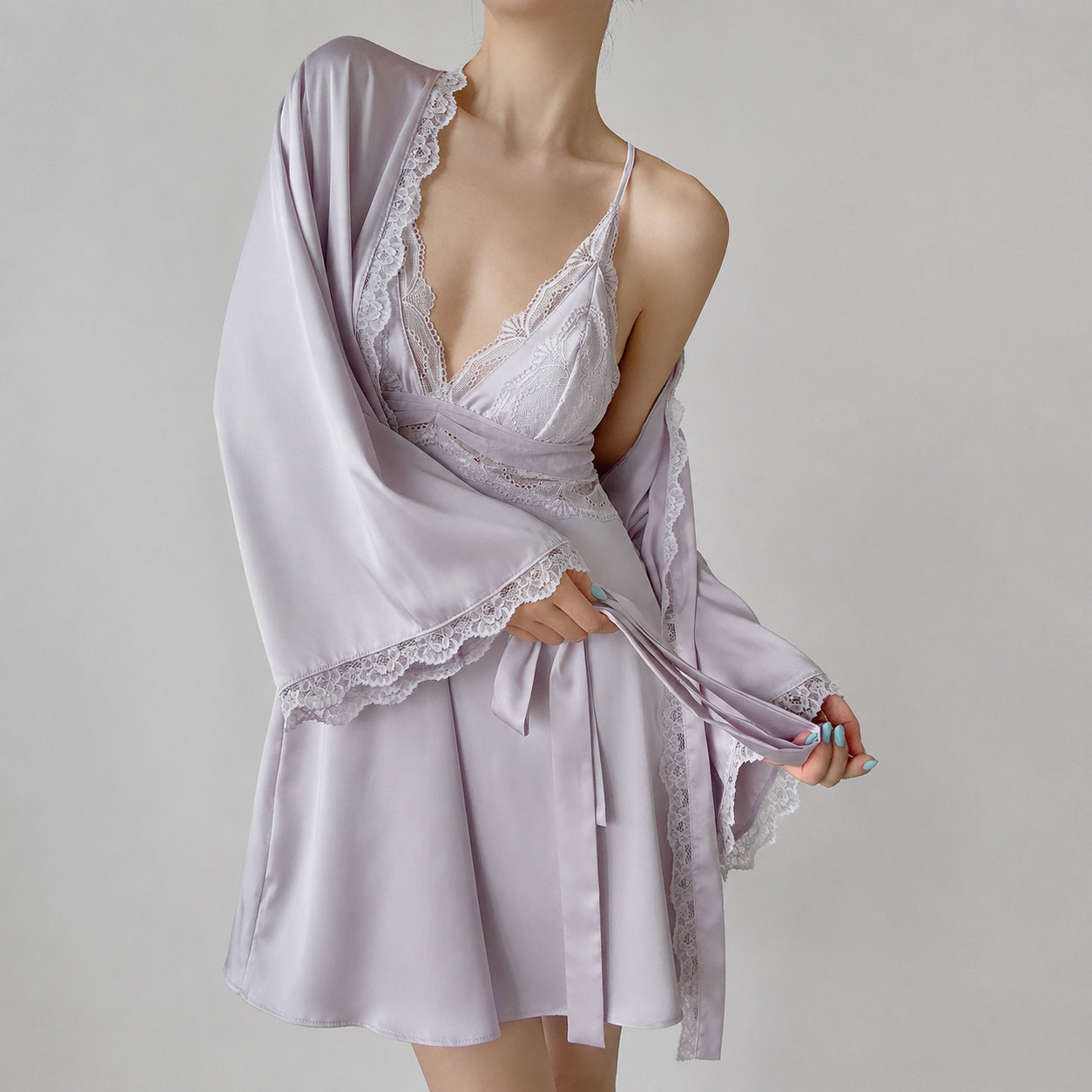 Silk Slip Dress With Robe