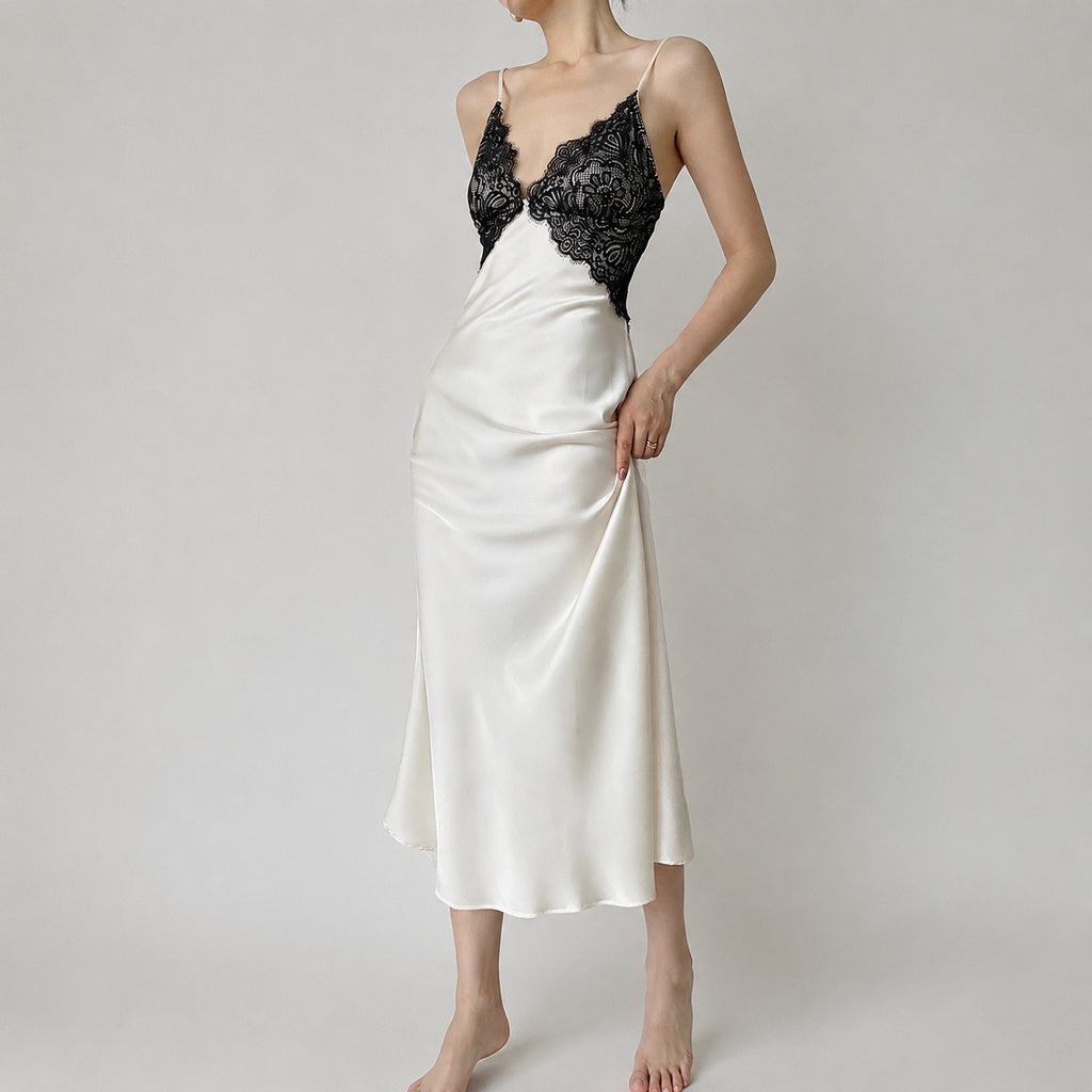 Ice Silk Lace Backless Nightie
