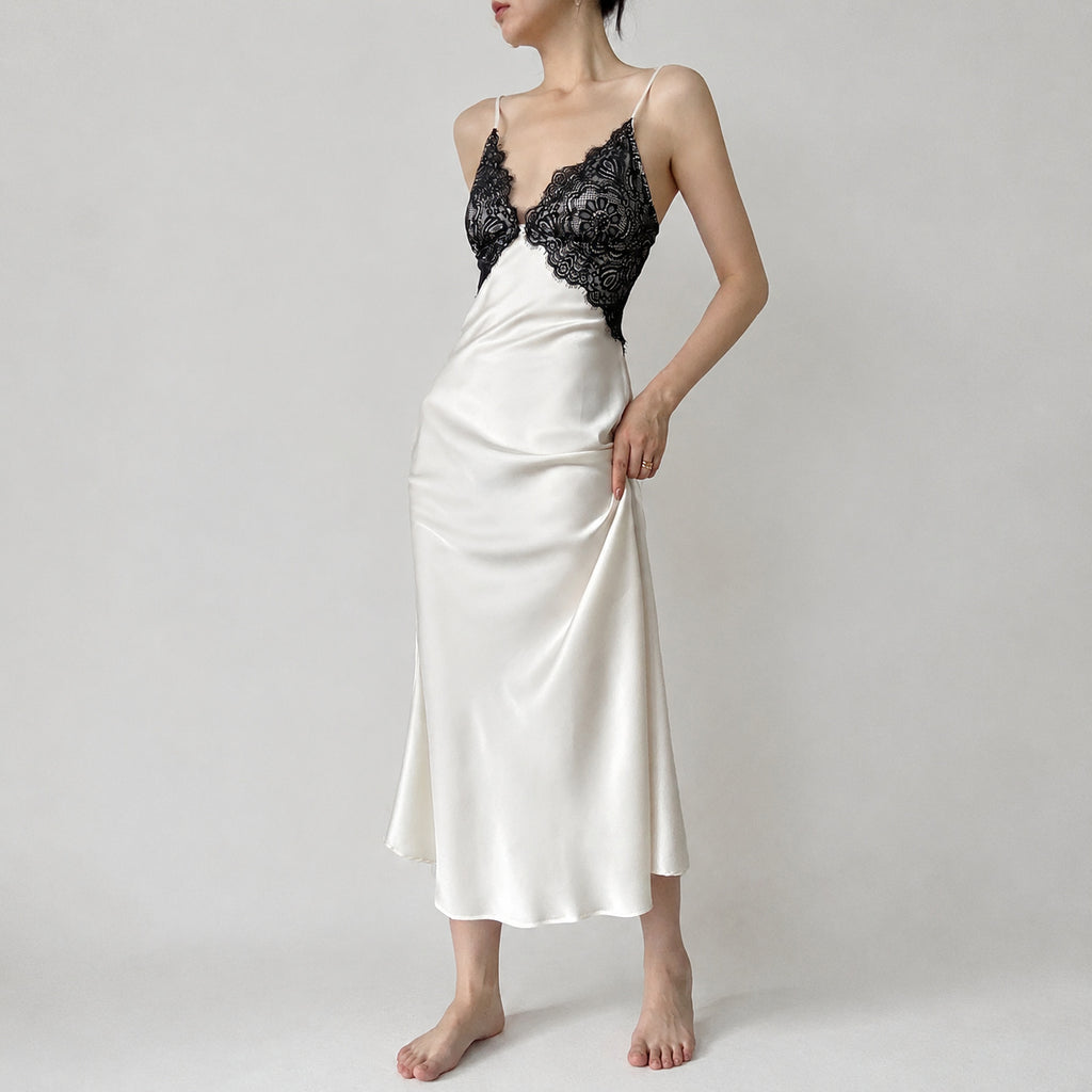 Ice Silk Lace Backless Nightie