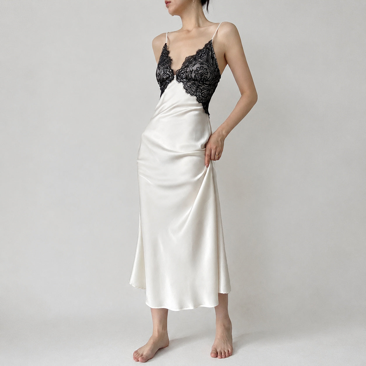 Ice Silk Lace Backless Nightie