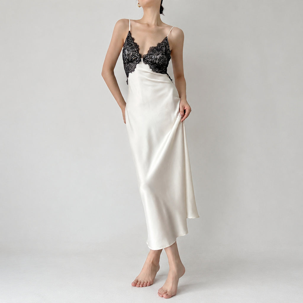 Ice Silk Lace Backless Nightie