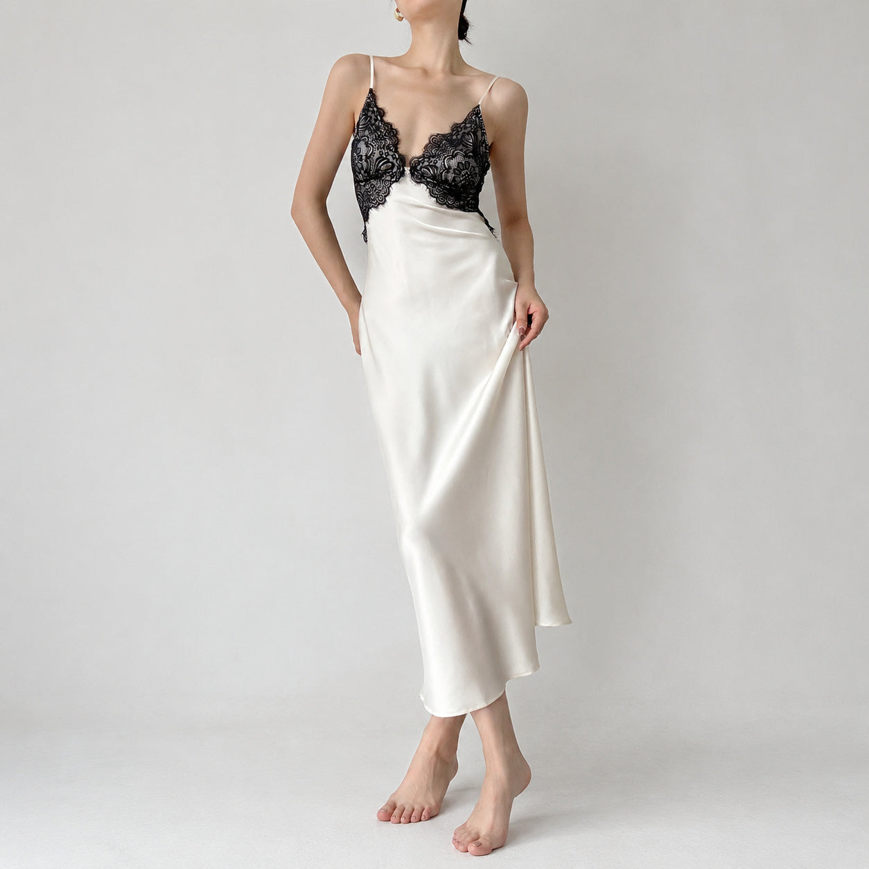 Ice Silk Lace Backless Nightie